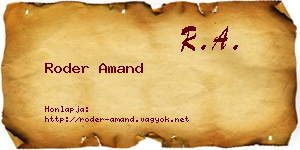 Roder Amand névjegykártya